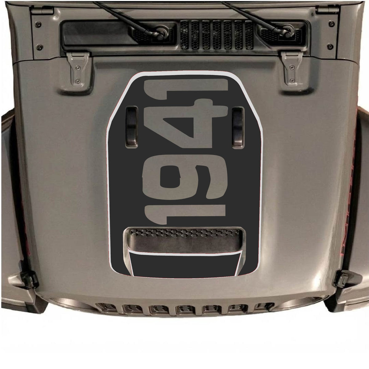 CarCode hood decal for Jeep Wrangler JL/JLU Rubicon 392 and JT Gladiator Mojave 2020-2026, style #68, showcasing the decal design.
