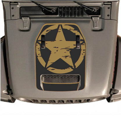 Jeep Wrangler JL/JLU Rubicon 392 and JT Gladiator Mojave hood decal in style #35 by CarCode, black and silver design on vehicle hood