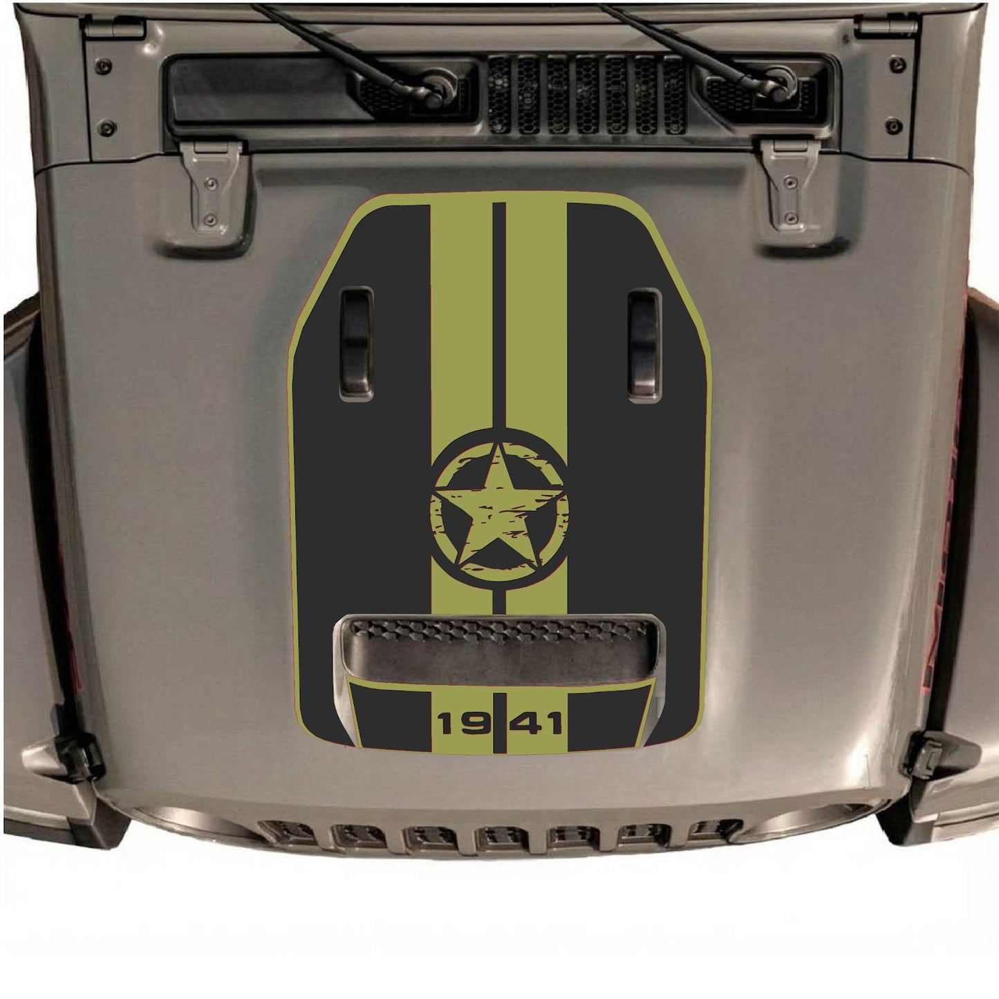 CarCode hood decal for Jeep Wrangler JL/JLU Rubicon 392 and JT Gladiator Mojave 2020-2026, style #05, shown on vehicle hood.