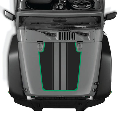 Jeep Wrangler JK/JKU hood decal with Style #89 by CarCode, black and white graphic design on the vehicle's hood.