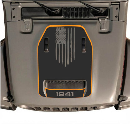 CarCode hood decal for Jeep Wrangler JL/JLU Rubicon 392 and JT Gladiator Mojave 2020-2026, style #83, shown on vehicle hood.
