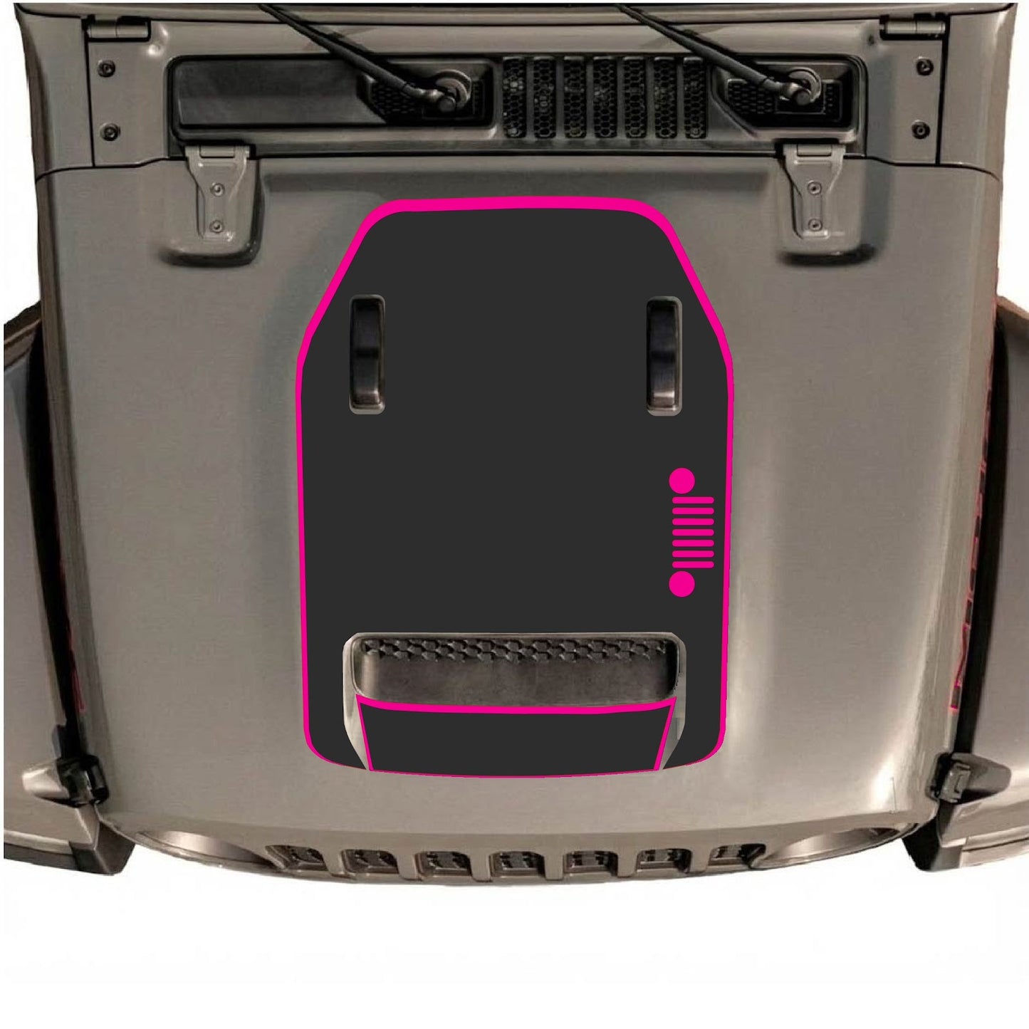 CarCode hood decal for Jeep Wrangler JL/JLU Rubicon 392 and JT Gladiator Mojave, style #57, featuring bold graphic design on vehicle hood.