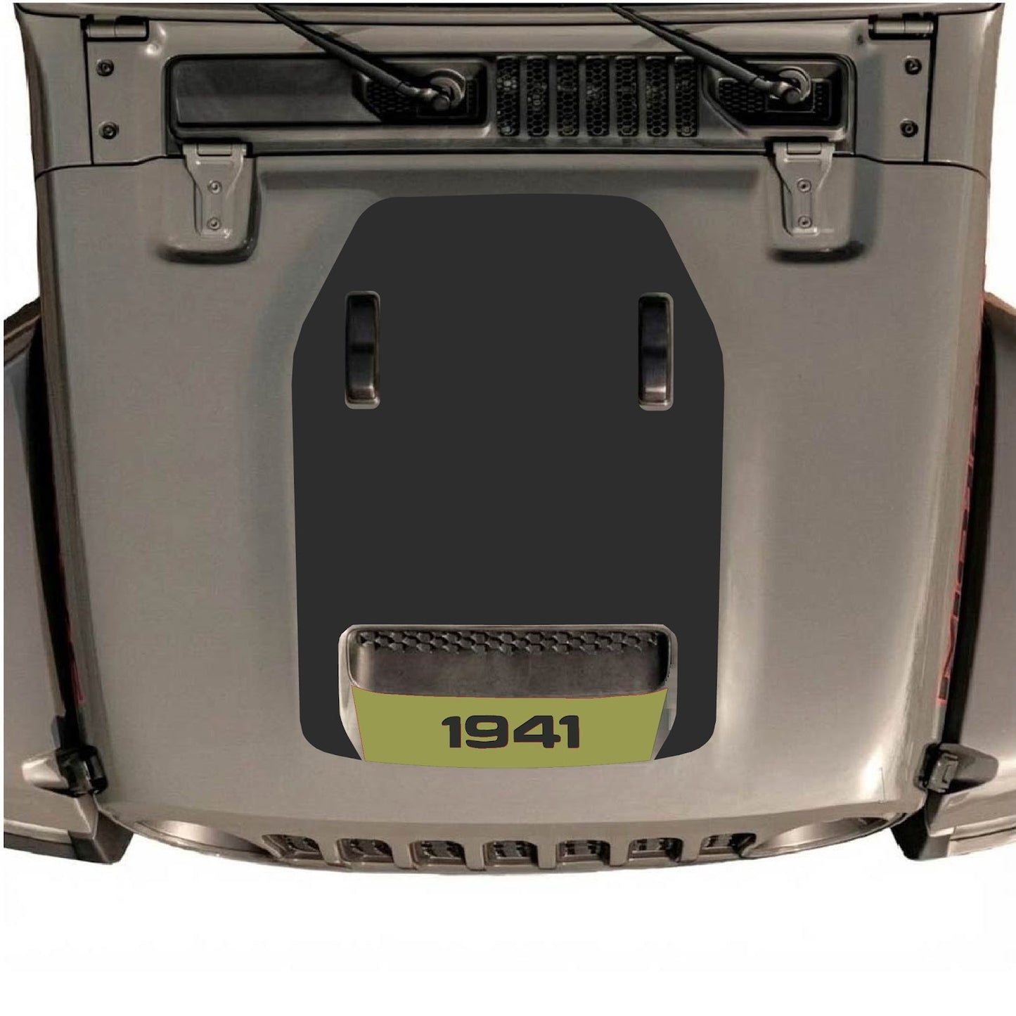 CarCode hood decal for Jeep Wrangler JL/JLU Rubicon 392 and JT Gladiator Mojave 2020-2026, style #64, shown on vehicle hood.
