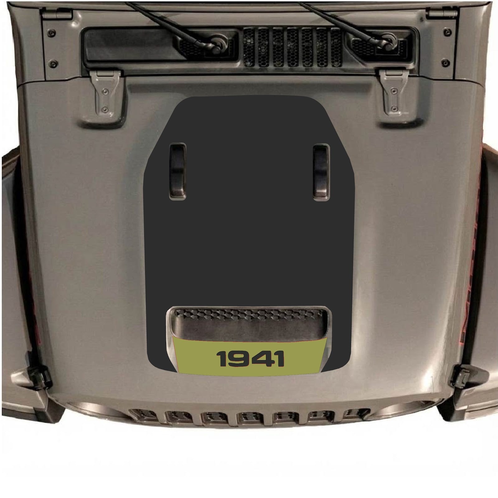 CarCode hood decal for Jeep Wrangler JL/JLU Rubicon 392 and JT Gladiator Mojave 2020-2026, style #64, shown on vehicle hood.