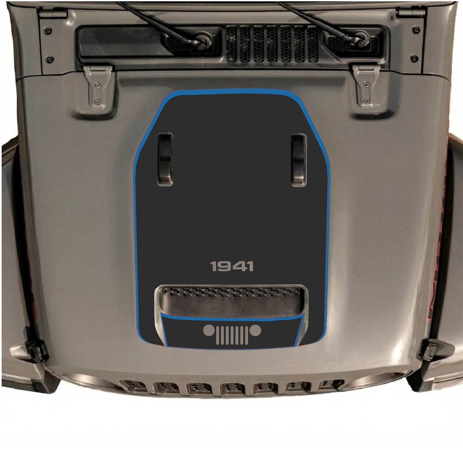 CarCode hood decal for Jeep Wrangler JL/JLU Rubicon 392 and JT Gladiator Mojave, style #98, with bold graphic design.