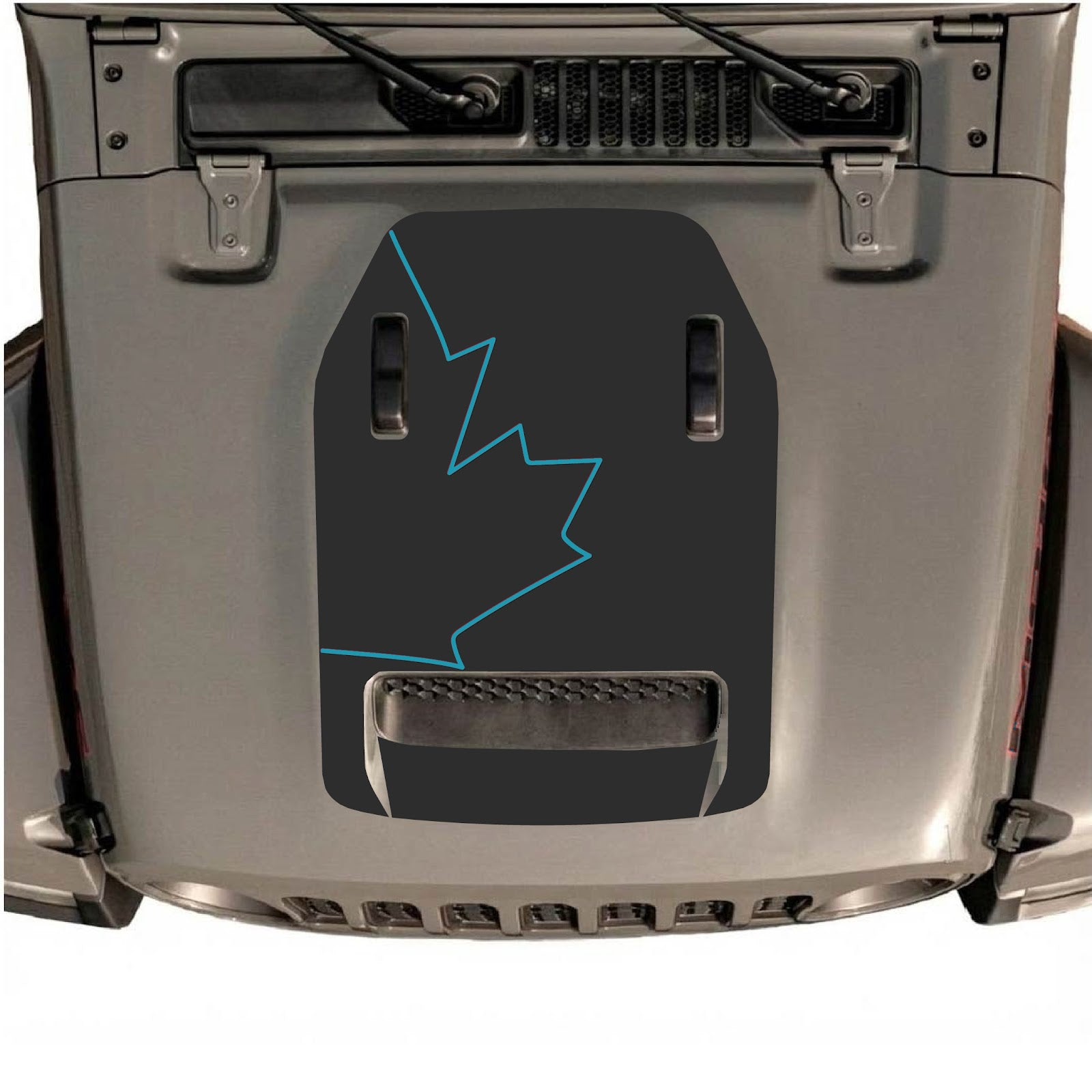 CarCode hood decal for Jeep Wrangler JL/JLU Rubicon 392 and Gladiator Mojave 2020-2026, style #28, shown on vehicle hood