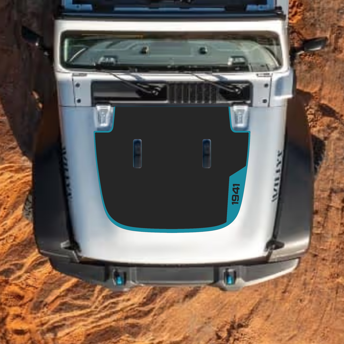 CarCode hood decal for Jeep Wrangler JL JLU Gladiator JT, stylish #42 design on standard hood, vehicle customization accessory