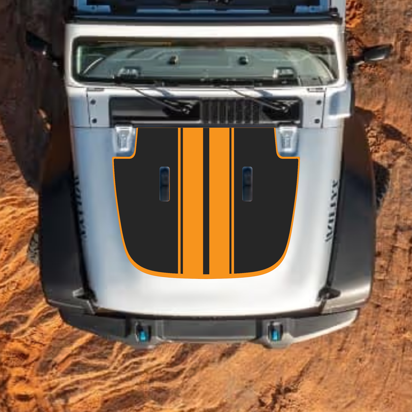 CarCode Jeep Wrangler JL and Gladiator JT hood decal, stylish automotive decal design for 2018+ Jeep models