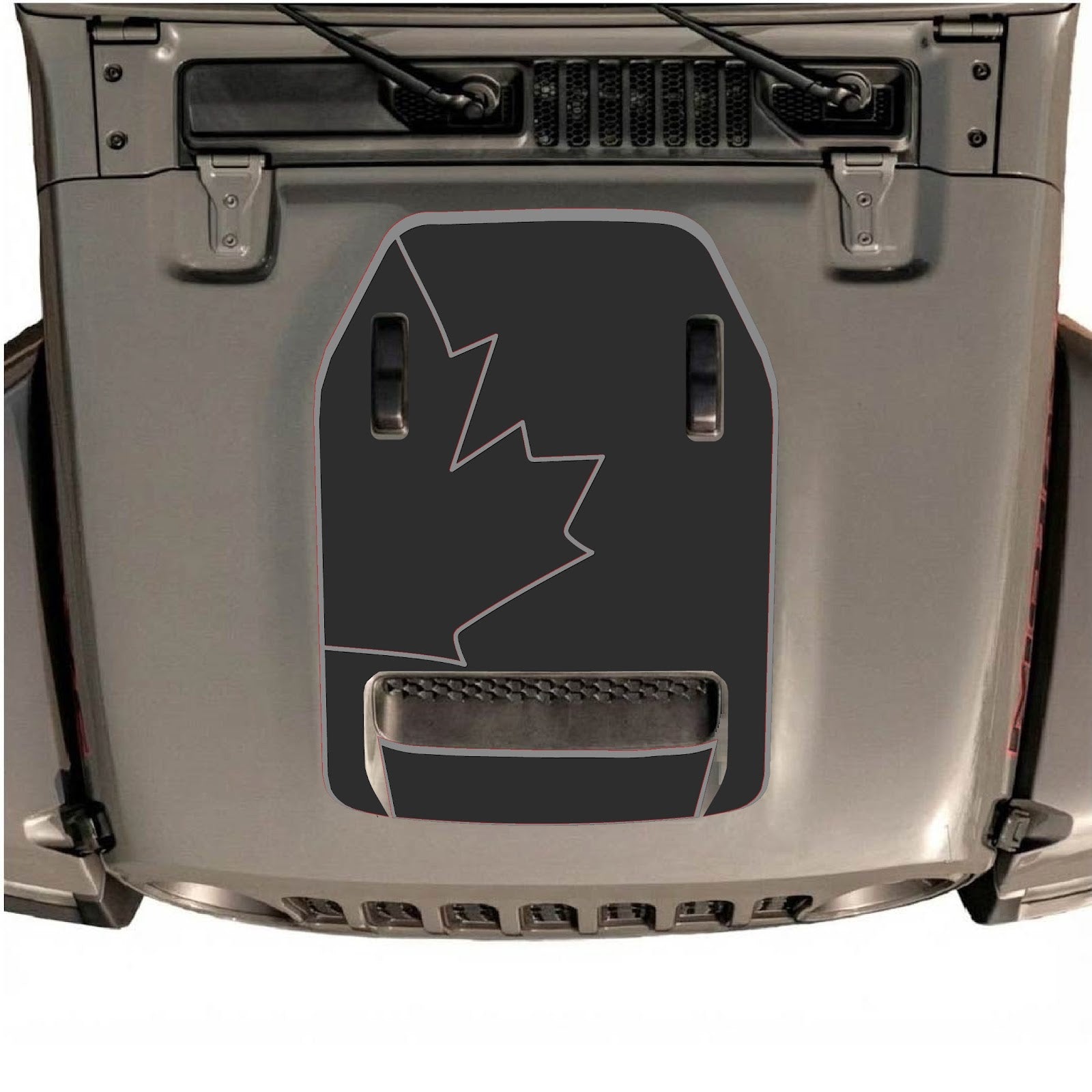 CarCode hood decal for Jeep Wrangler JL/JLU Rubicon 392 and JT Gladiator Mojave 2020-2026, style #27, shown on vehicle hood.