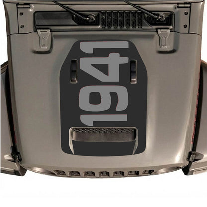 CarCode hood decal for Jeep Wrangler JL/JLU Rubicon 392 and JT Gladiator Mojave 2020-2026, style #02, shown on vehicle hood.