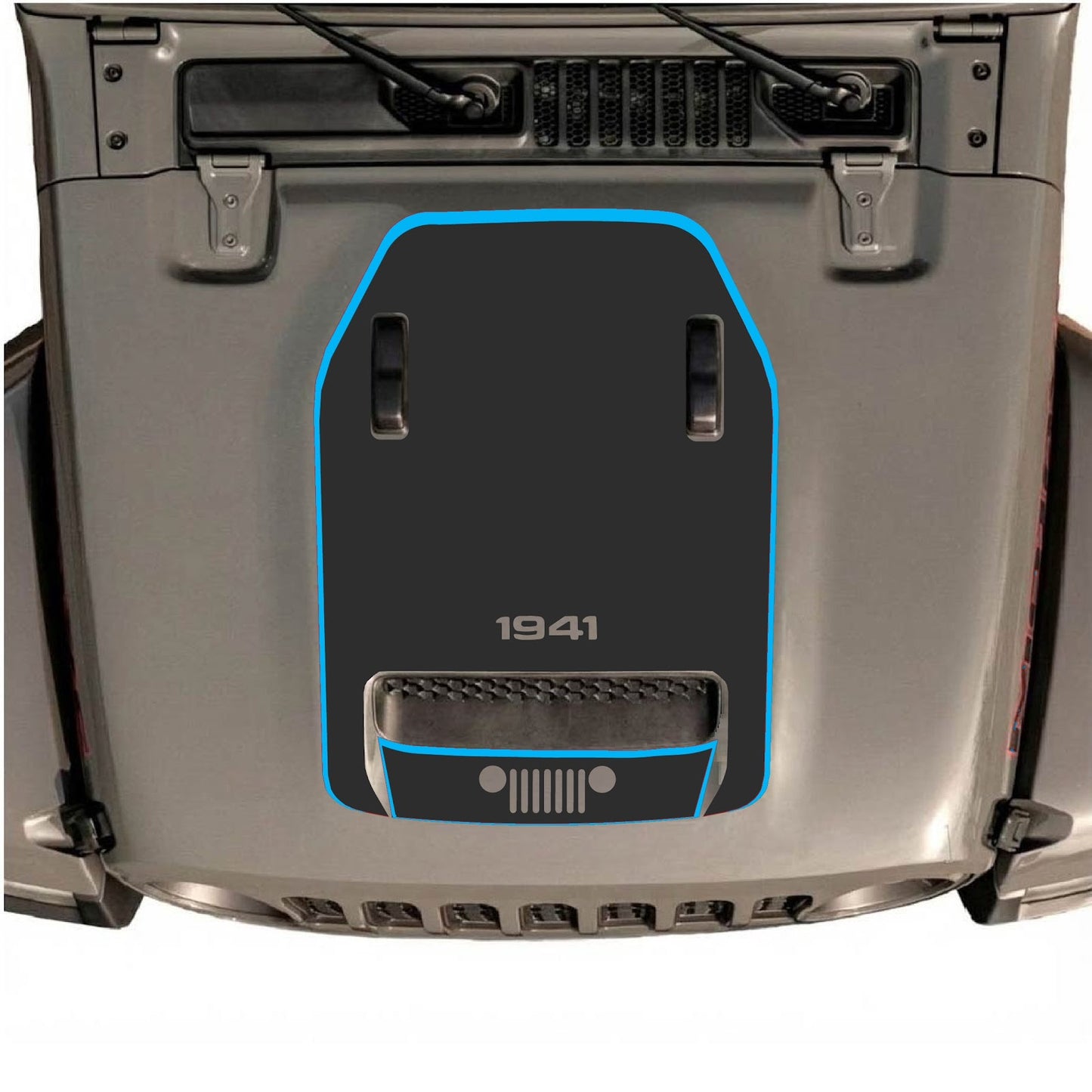 CarCode hood decal for Jeep Wrangler JL/JLU Rubicon 392 and JT Gladiator Mojave, style #98, with bold graphic design on the hood