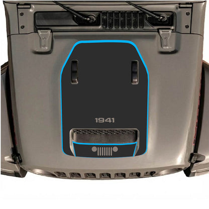 CarCode hood decal for Jeep Wrangler JL/JLU Rubicon 392 and JT Gladiator Mojave, style #98, with bold graphic design on the hood