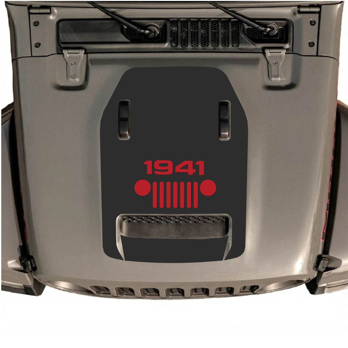 CarCode hood decal for Jeep Wrangler JL/JLU Rubicon 392 and JT Gladiator Mojave 2020-2026, style #48, shown on vehicle hood.
