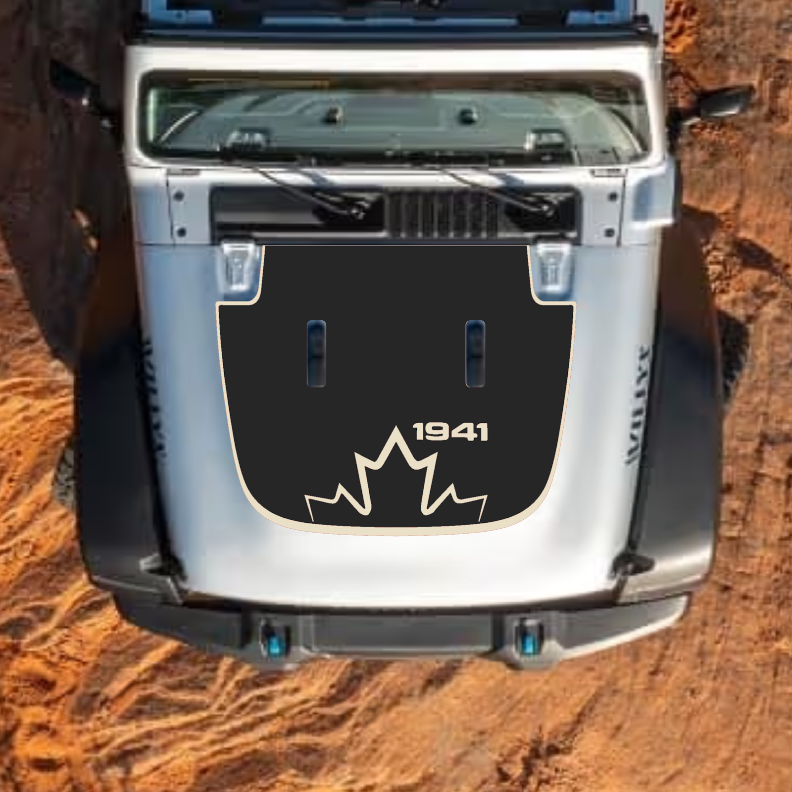 CarCode hood decal for Jeep Wrangler JL JLU and Gladiator JT, stylish #24 design on standard 2018+ Jeep hood