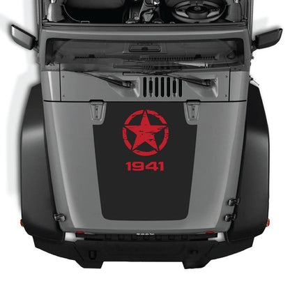 CarCode hood decal for Jeep Wrangler JK/JKU 2007-2018, style #46, featuring bold graphic design on the vehicle's hood.