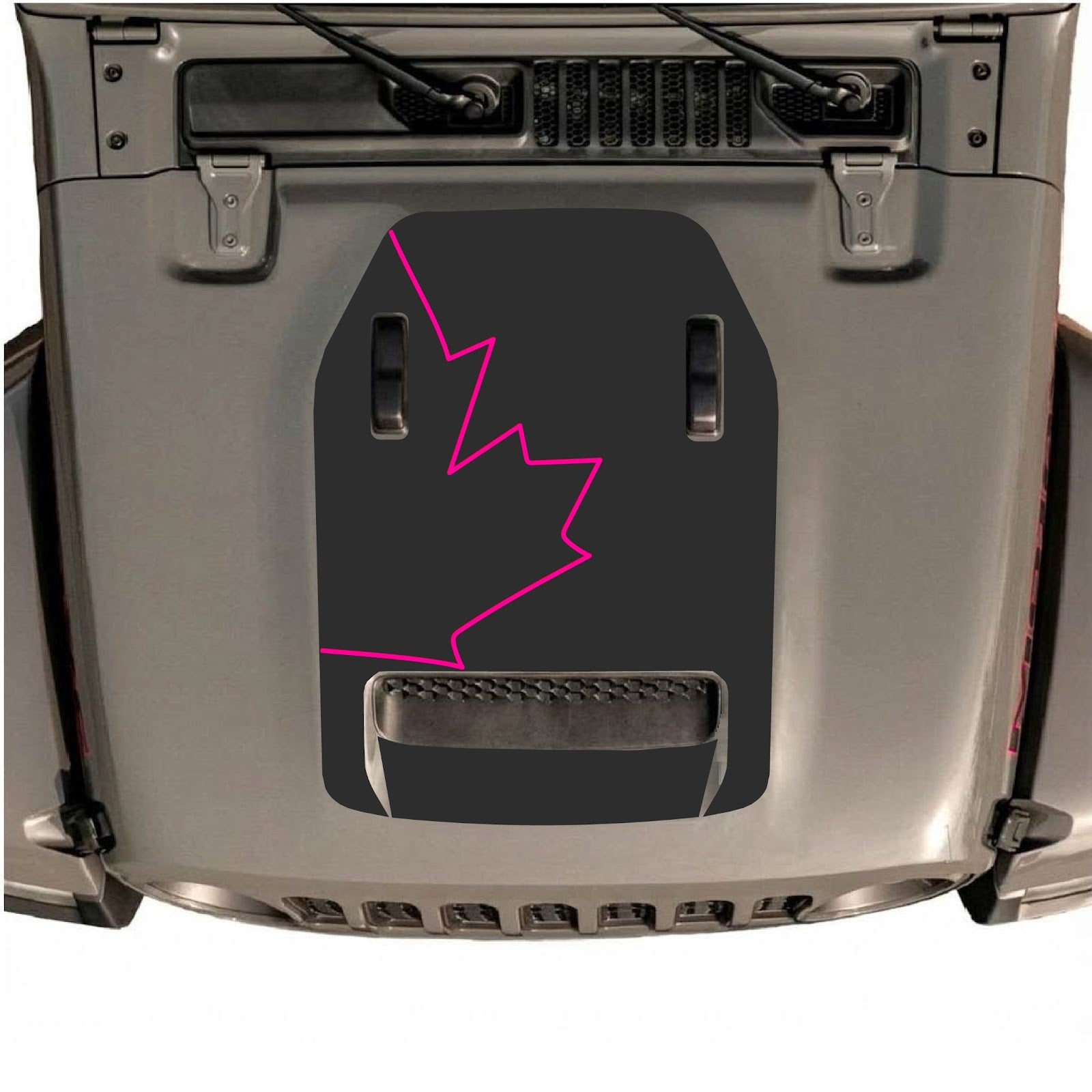 CarCode hood decal for Jeep Wrangler JL/JLU Rubicon 392 and JT Gladiator Mojave 2020-2026, style #28, shown on vehicle hood.
