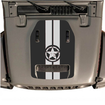 CarCode hood decal for Jeep Wrangler JL/JLU Rubicon 392 and JT Gladiator Mojave 2020-2026, style #10, shown on vehicle hood.