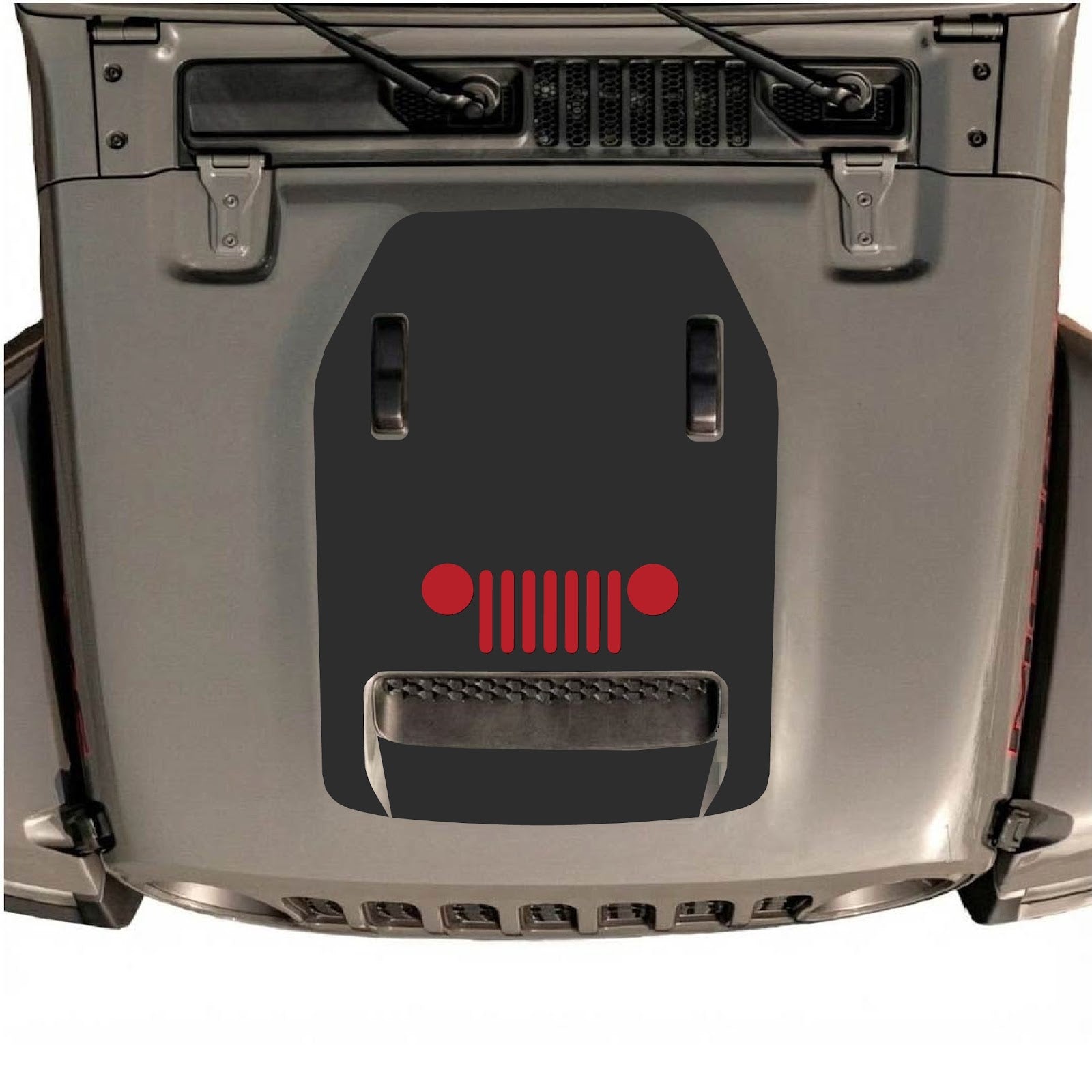 CarCode hood decal for Jeep Wrangler JL/JLU Rubicon 392 and JT Gladiator Mojave 2020-2026, stylish design on vehicle hood.