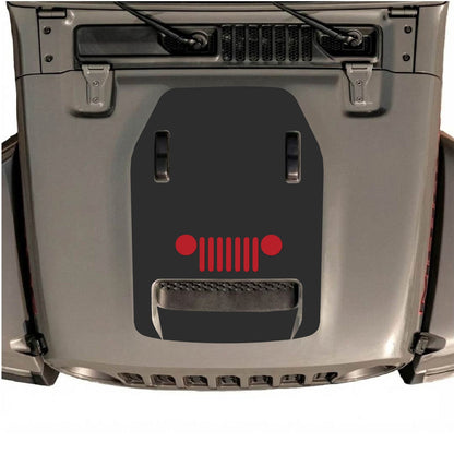 CarCode hood decal for Jeep Wrangler JL/JLU Rubicon 392 and JT Gladiator Mojave 2020-2026, stylish design on vehicle hood.