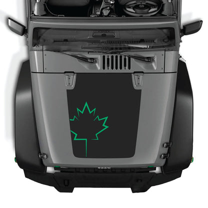 CarCode hood decal for Jeep Wrangler JK/JKU 2007-2018, style #09, black and white graphic design on hood surface.