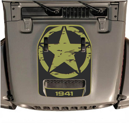 CarCode Jeep Wrangler JL/JLU Rubicon 392 and JT Gladiator Mojave hood decal, style #33, featuring bold black graphic design.