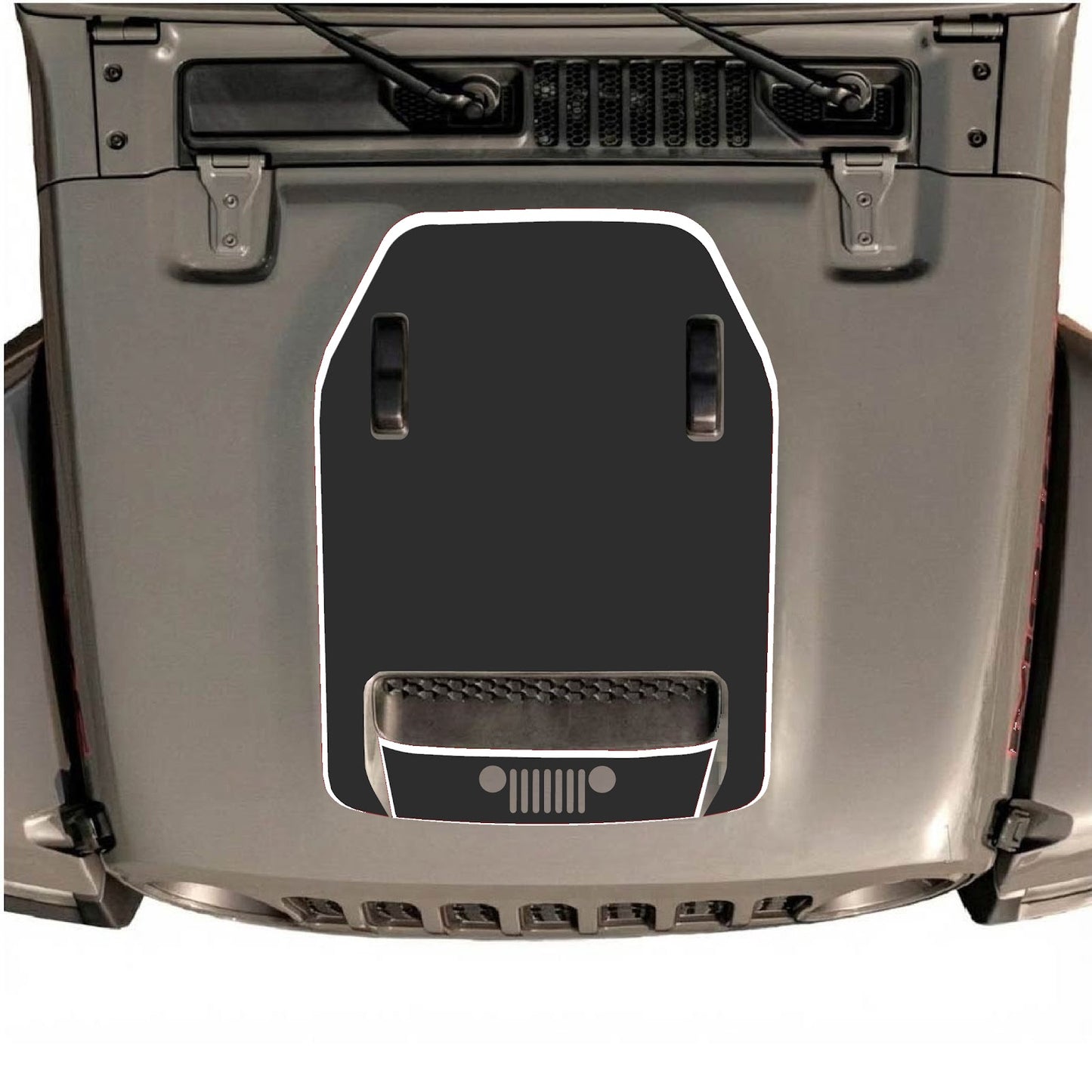 CarCode hood decal for Jeep Wrangler JL/JLU Rubicon 392 and JT Gladiator Mojave 2020-2026, stylish graphic design on hood surface