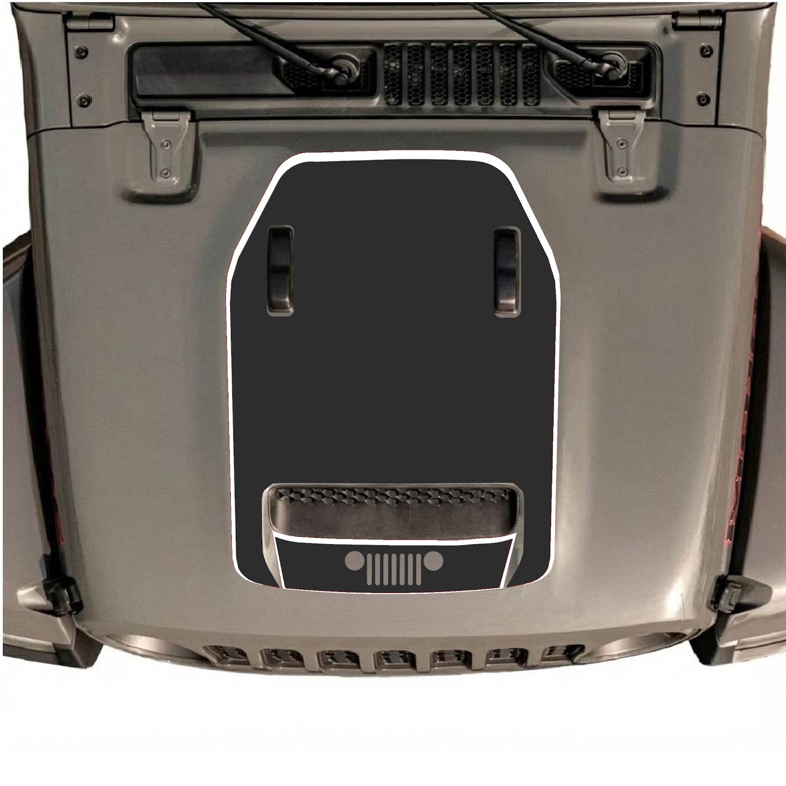 CarCode hood decal for Jeep Wrangler JL/JLU Rubicon 392 and JT Gladiator Mojave 2020-2026, stylish graphic design on hood surface