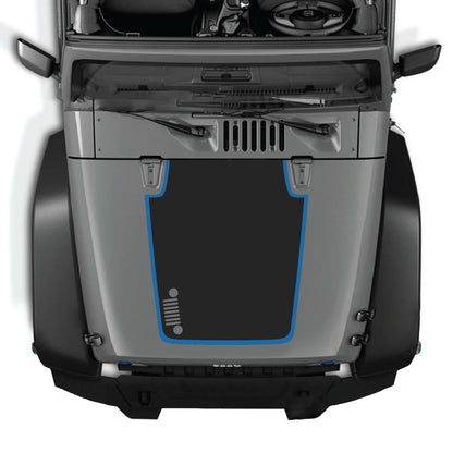 Jeep Wrangler JK/JKU hood decal by CarCode, style #81, black and gray graphic design on the vehicle's hood.
