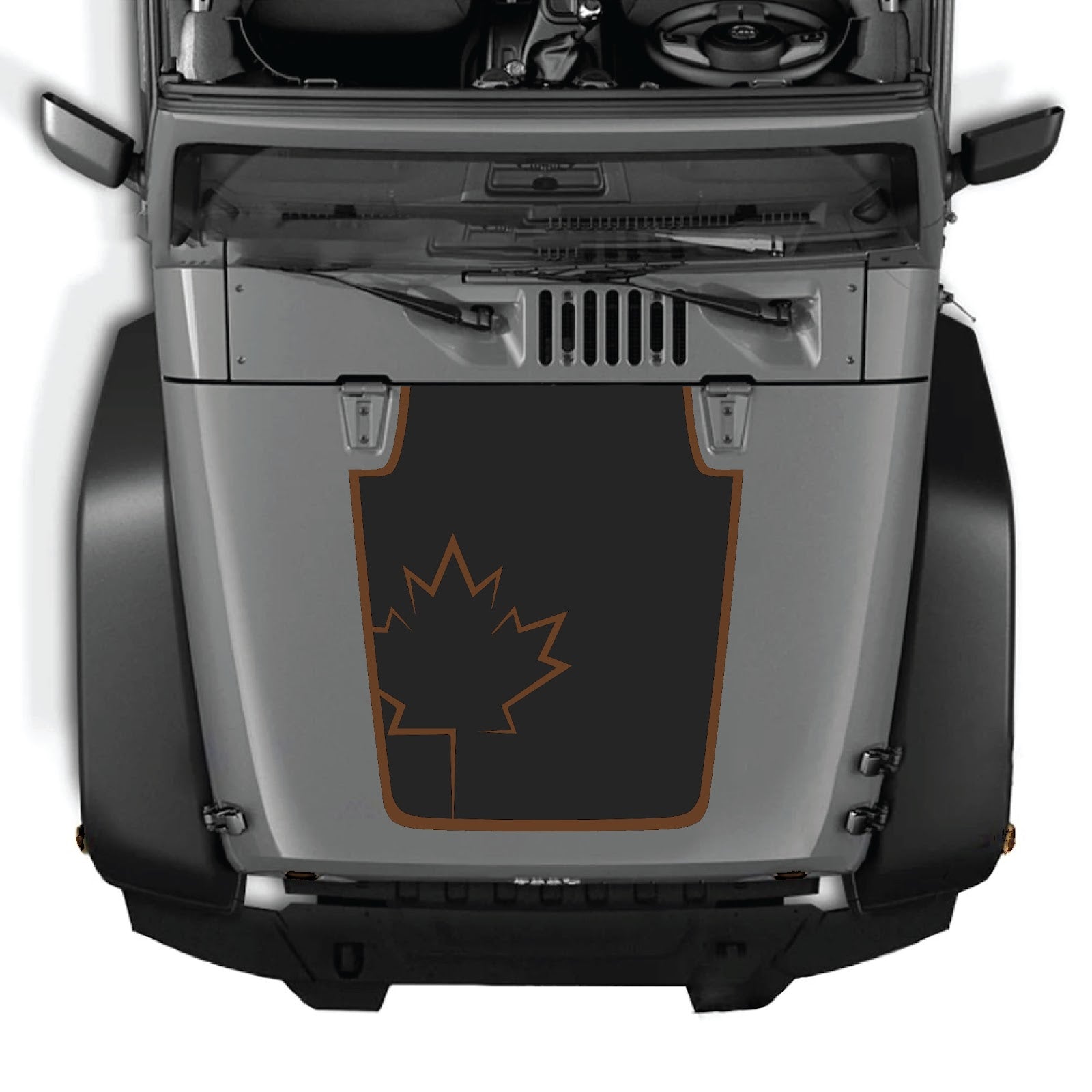CarCode hood decal for Jeep Wrangler JK/JKU 2007-2018, style #17, black graphic design on hood surface