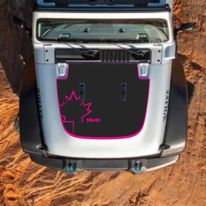 CarCode Jeep Wrangler JL and Gladiator JT hood decal in style #22, featuring bold graphic design on standard hood for 2018+ models
