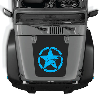 Jeep Wrangler JK/JKU hood decal in style #25 by CarCode, black graphic design on hood of a 2007-2018 model.
