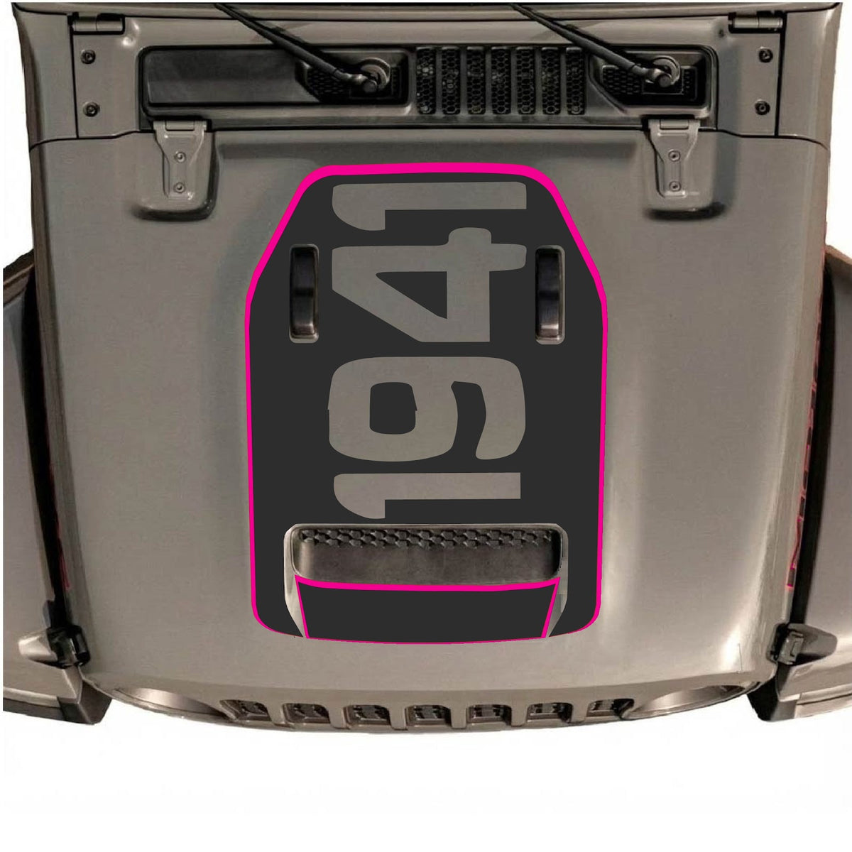 CarCode Jeep Wrangler JL/JLU Rubicon 392 and JT Gladiator Mojave hood decal in style #68 on vehicle hood.