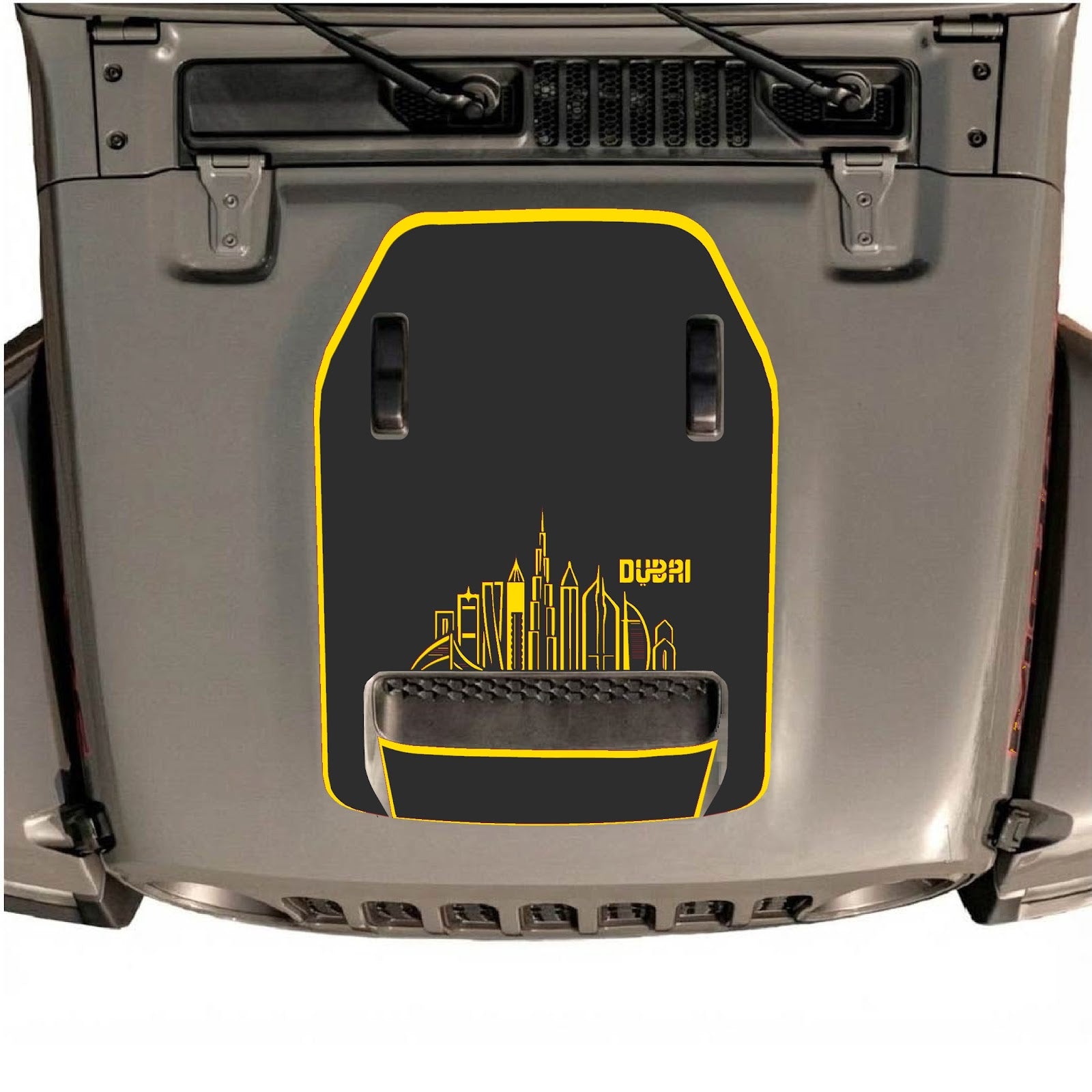 CarCode hood decal for Jeep Wrangler JL/JLU Rubicon 392 and JT Gladiator Mojave 2020-2026, style #13, displayed on vehicle hood