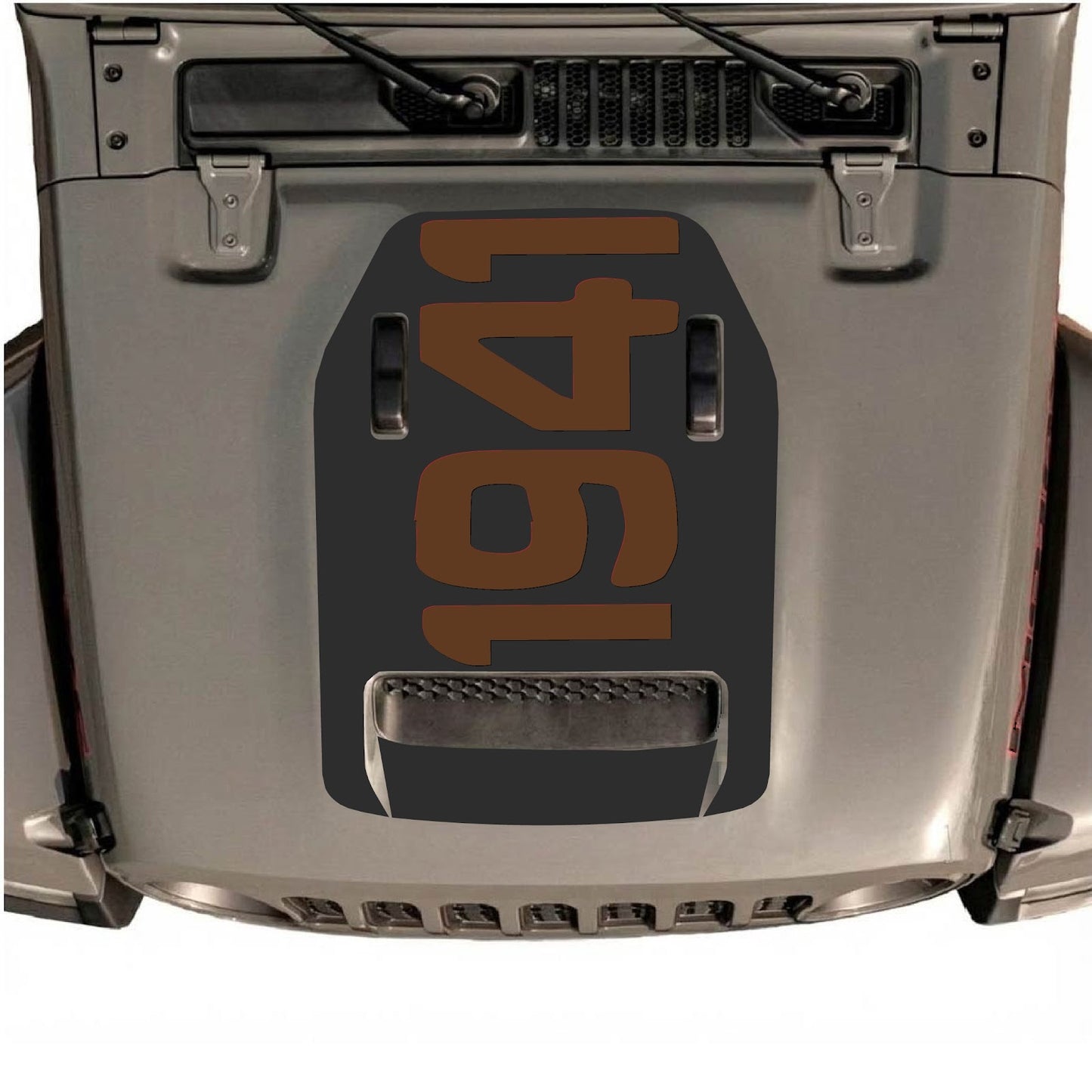 CarCode hood decal for Jeep Wrangler JL/JLU Rubicon 392 and JT Gladiator Mojave 2020-2026, style #02, featuring bold graphic design.