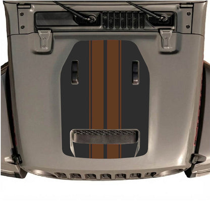 CarCode hood decal for Jeep Wrangler JL/JLU Rubicon 392 and JT Gladiator Mojave, style #12, shown on vehicle's hood.