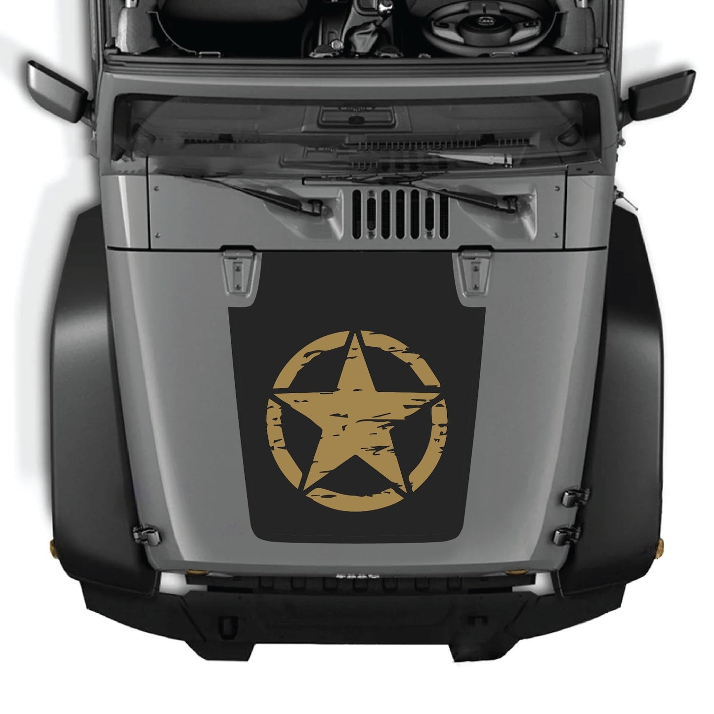 Jeep Wrangler JK/JKU hood decal by CarCode, style #25, featuring bold graphic design on vehicle's hood.