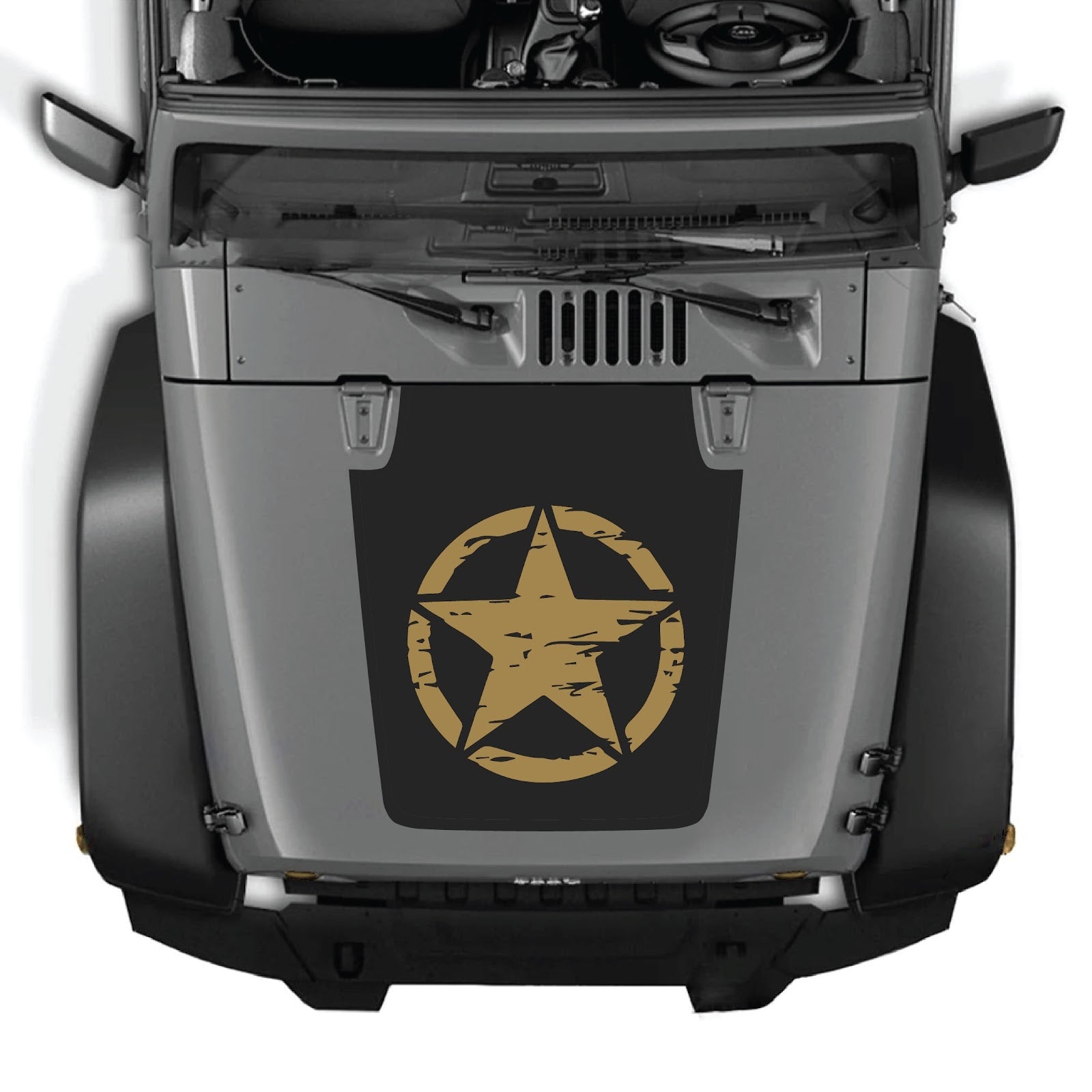 Jeep Wrangler JK/JKU hood decal by CarCode, style #25, featuring bold graphic design on vehicle's hood.