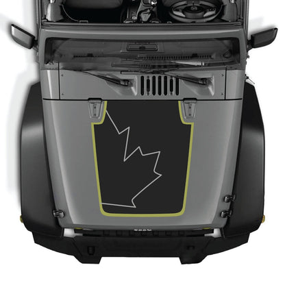 Jeep Wrangler JK/JKU hood decal by CarCode, style #69, black and white graphic design on vehicle hood, 2007-2018 model.