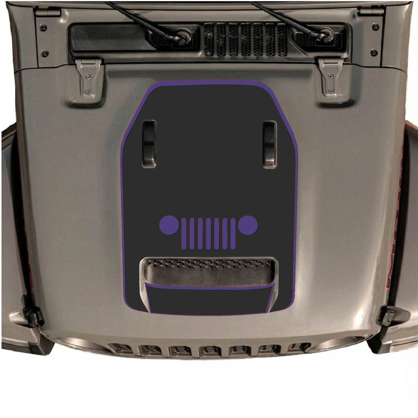CarCode hood decal for Jeep Wrangler JL/JLU Rubicon 392 and JT Gladiator Mojave 2020-2026, featuring style #49 design on vehicle hood.