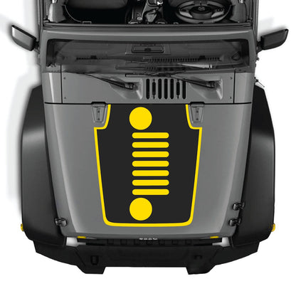 Jeep Wrangler JK/JKU hood decal by CarCode, style #50, black and gray design on vehicle hood for 2007-2018 models.