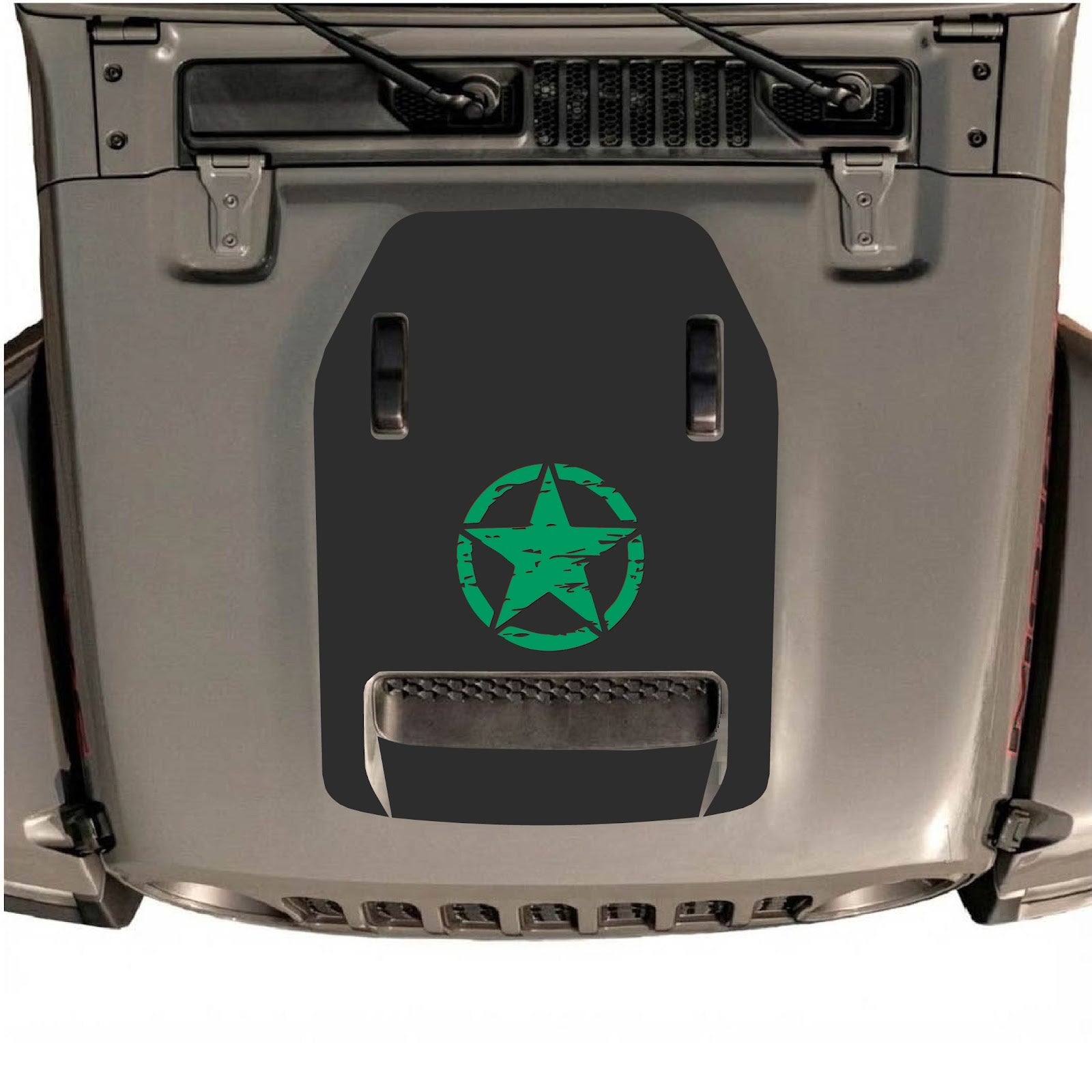 CarCode hood decal for Jeep Wrangler JL/JLU Rubicon 392 and JT Gladiator Mojave 2020-2026, style #46, shown on vehicle hood.