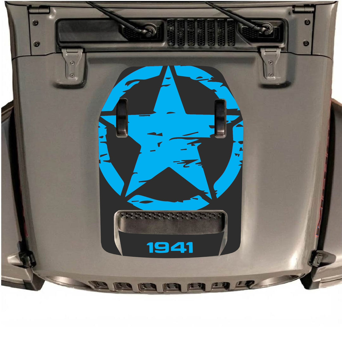 Autocollant de capot CarCode pour Jeep Wrangler JL/JLU Rubicon 392 et JT Gladiator Mojave, style n°34, présenté sur le capot du véhicule.