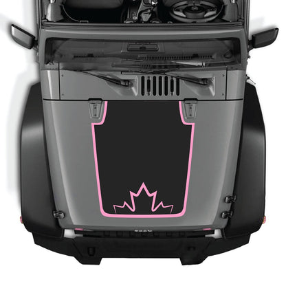 CarCode Jeep Wrangler JK/JKU hood decal in style #19, black and white graphic design on vehicle's hood, 2007-2018 model.