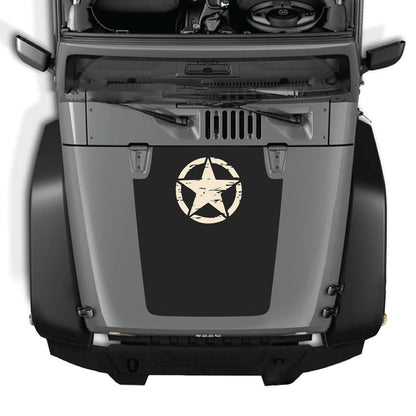 Jeep Wrangler JK hood decal by CarCode, style #45, black and white graphic design on vehicle hood for 2007-2018 models.