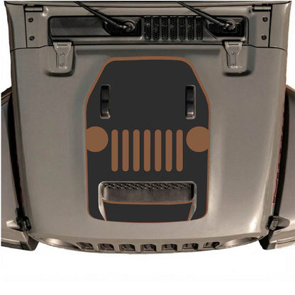 CarCode Jeep Wrangler JL/JLU Rubicon 392 and Gladiator Mojave hood decal in Style #03, black graphic design on vehicle hood