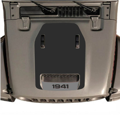 Jeep Wrangler JL/JLU Rubicon 392 and Gladiator Mojave hood decal by CarCode, style #64, black and gray design on vehicle hood