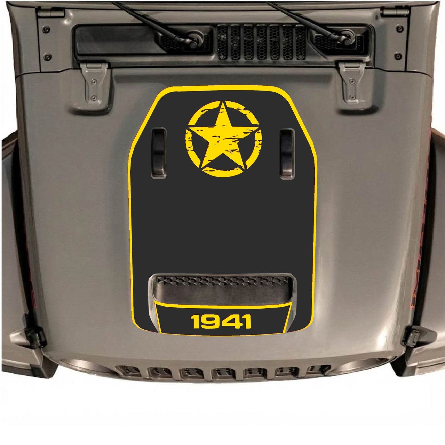 CarCode hood decal for Jeep Wrangler JL/JLU Rubicon 392 and JT Gladiator Mojave 2020-2026, style #39, shown on vehicle hood.
