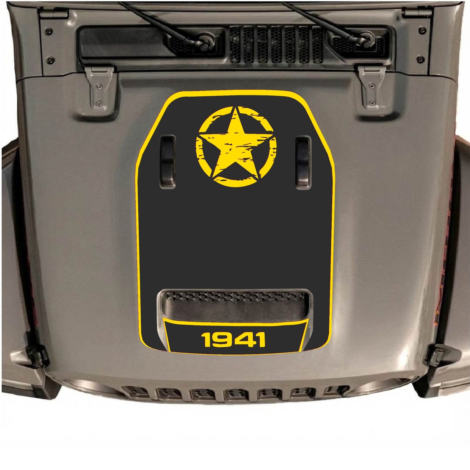 CarCode hood decal for Jeep Wrangler JL/JLU Rubicon 392 and JT Gladiator Mojave 2020-2026, style #39, shown on vehicle hood.