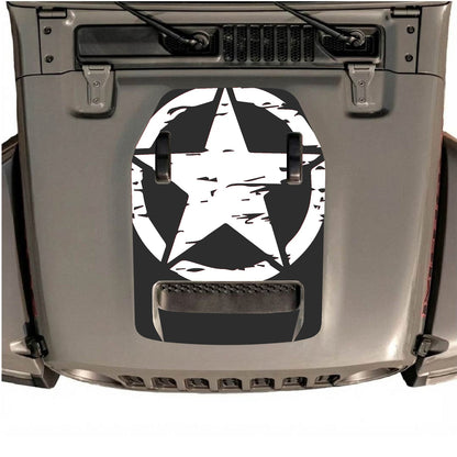 CarCode hood decal for Jeep Wrangler JL/JLU Rubicon 392 and JT Gladiator Mojave, style #36, black graphic design on hood