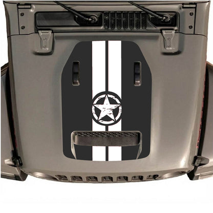 CarCode hood decal for Jeep Wrangler JL/JLU Rubicon 392 and JT Gladiator Mojave 2020-2026, style #10, displayed on vehicle hood